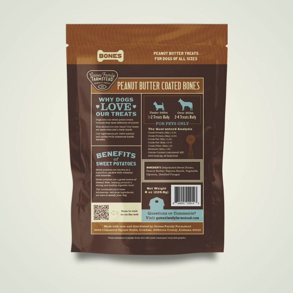 Sweet Potato + Peanut Butter Bone — Single-Ingredient Treat