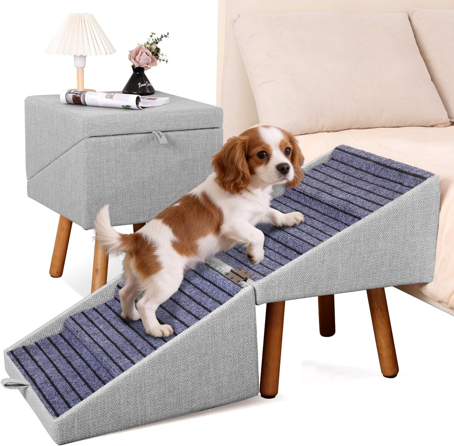 Dog Stairs for Couch — 2-in-1 Foldable Pet Steps & Ottoman