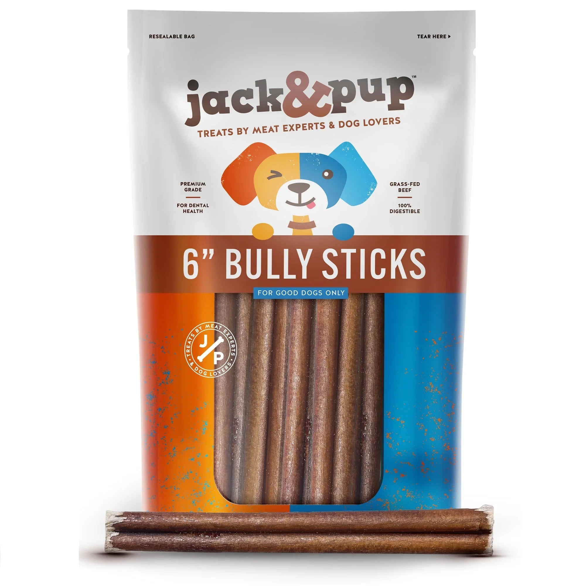 Jack & Pup Bully Sticks — Odor-Free, Long-Lasting