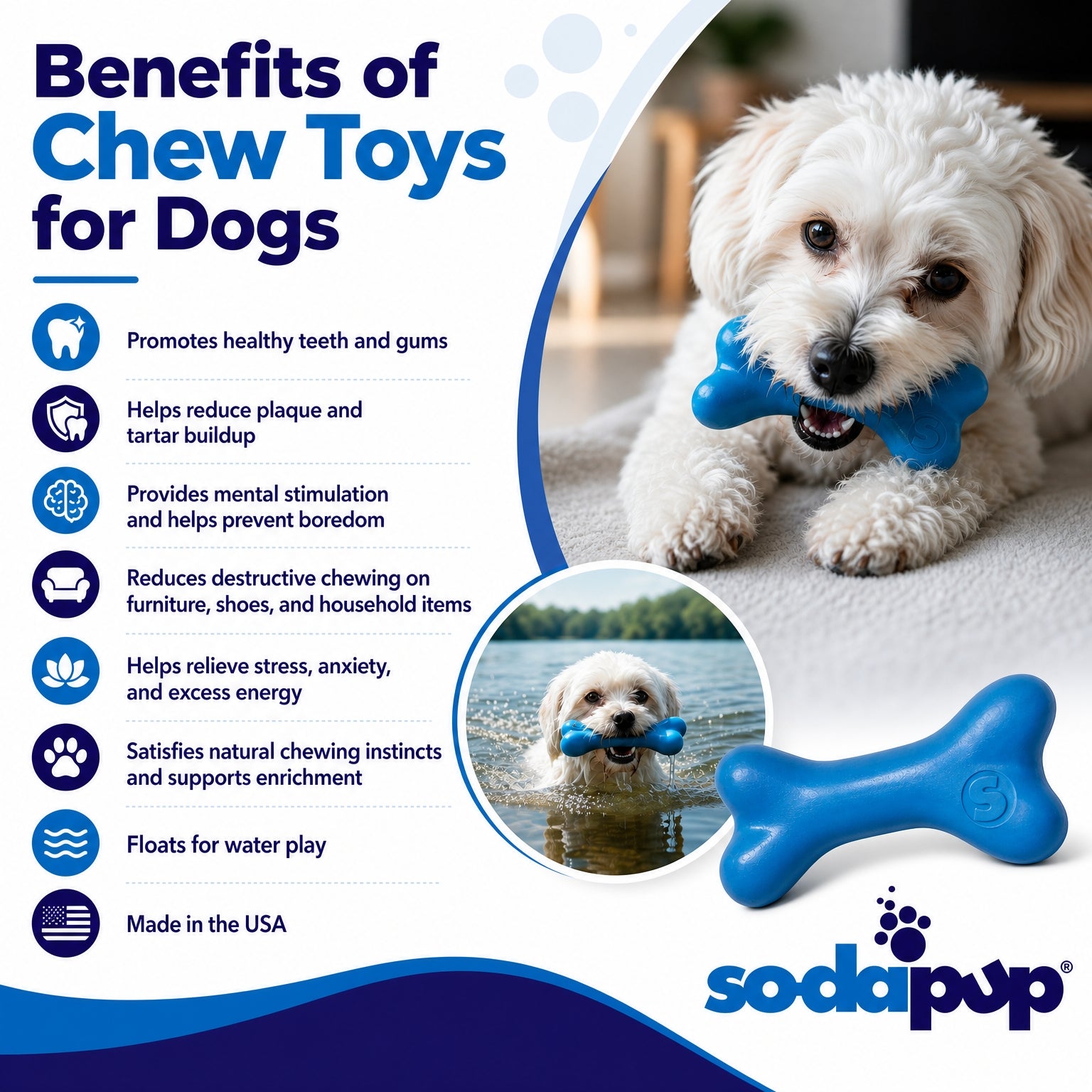 PUP-X Rubber Bone — Durable, Floats, Made in USA