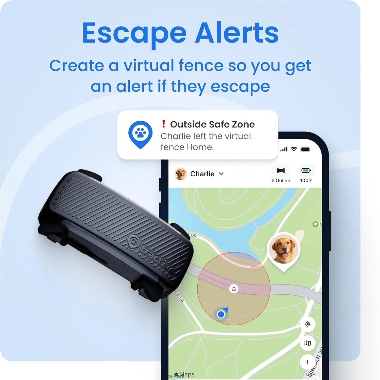 Smart GPS Dog Tracker — Real-Time Location & Safe-Zone Alerts (Waterproof)