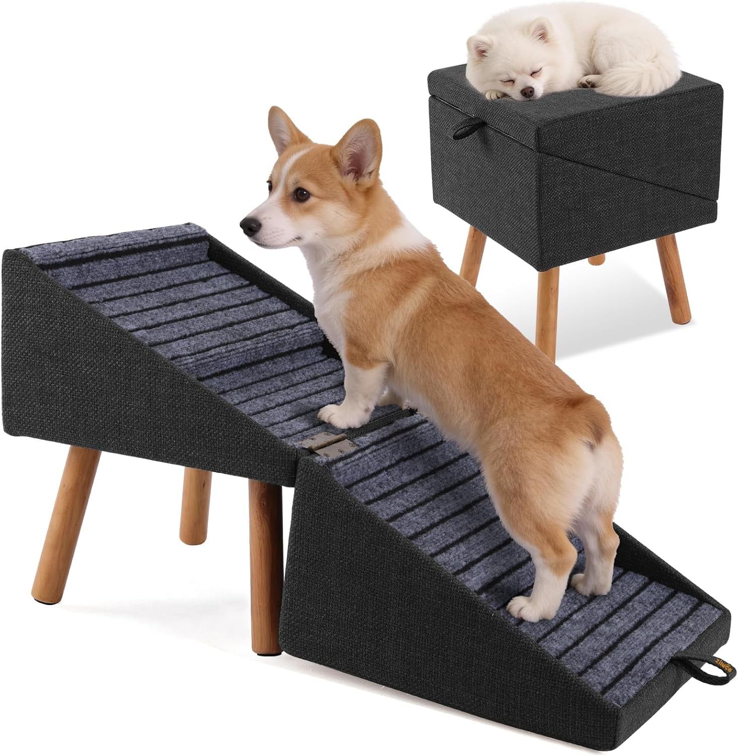 Dog Stairs for Couch — 2-in-1 Foldable Pet Steps & Ottoman