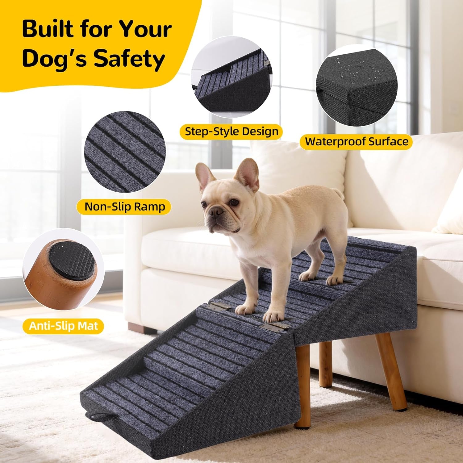 Dog Stairs for Couch — 2-in-1 Foldable Pet Steps & Ottoman